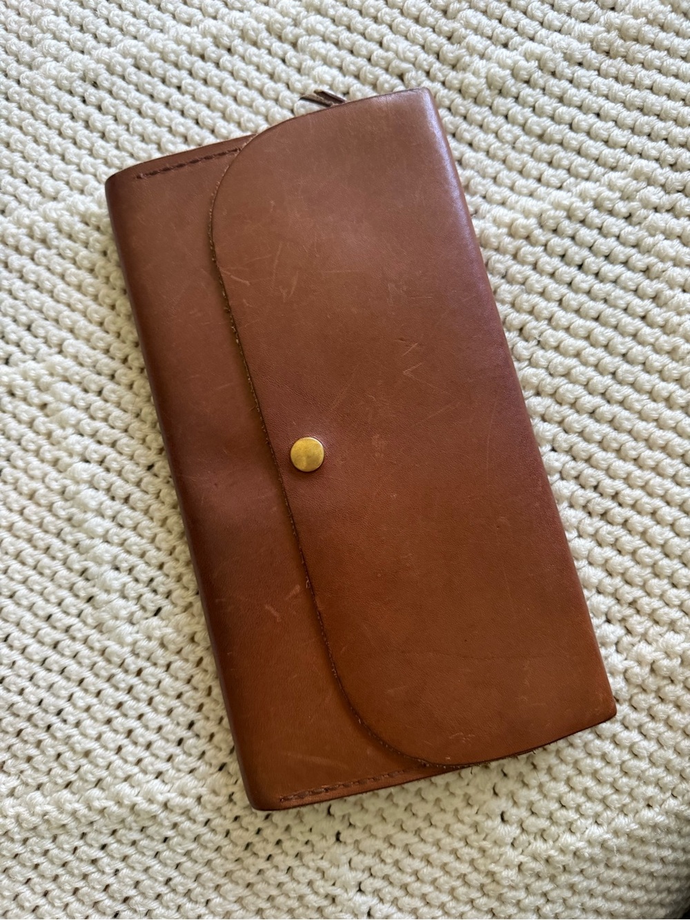 Brown Leather Zip Clutch Wallet